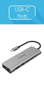 LENTION C69 USB C Hub with 4K HDMI, SD 3.0 Card Reader, Ethernet, Charging, Aux for MacBook/Surface,