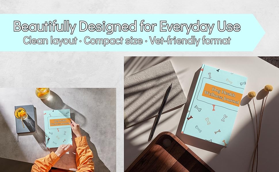 dog health journal paperback cover clean design for pet owners