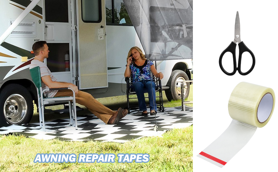 RV Awning Repair Tapes, Strong Glass Fiber Tape, Tear Resistance Tent