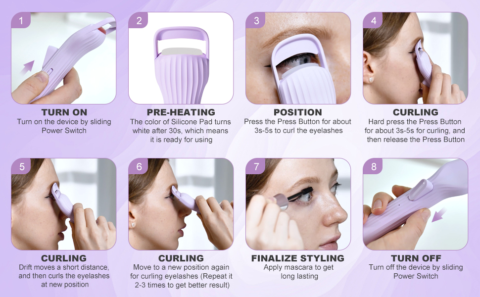 How to use HEBECA Heated eyelash curlers