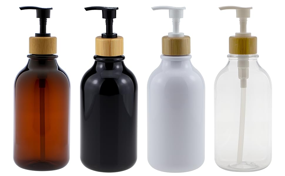 Shampoo Bottles Refillable Kimqi 3PCS Set Amber Soap