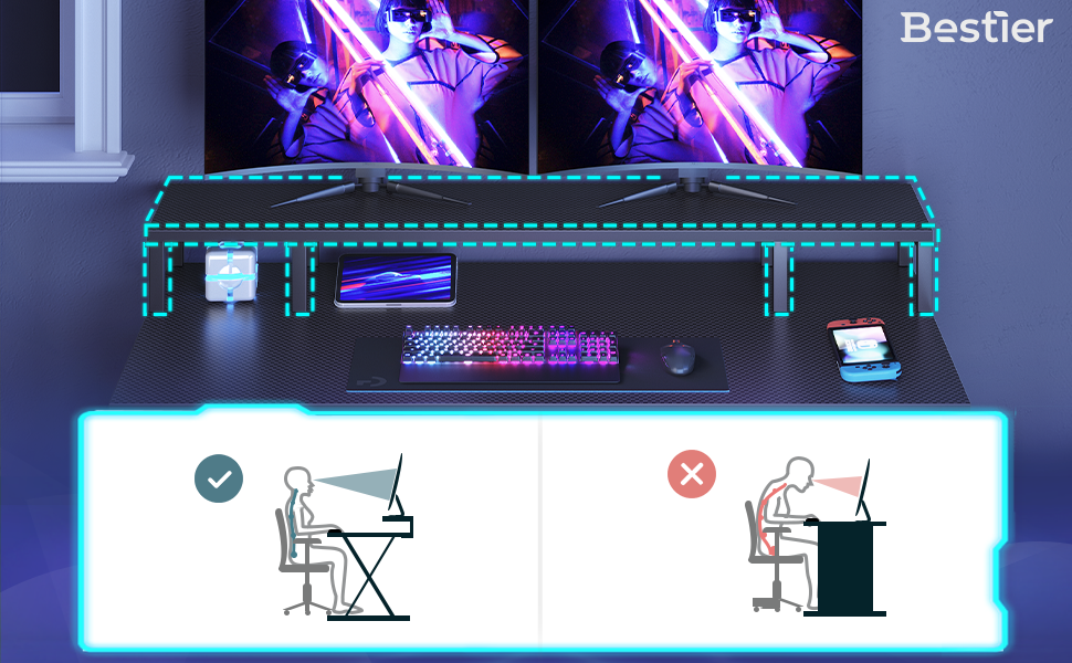 gaming desk with shelf