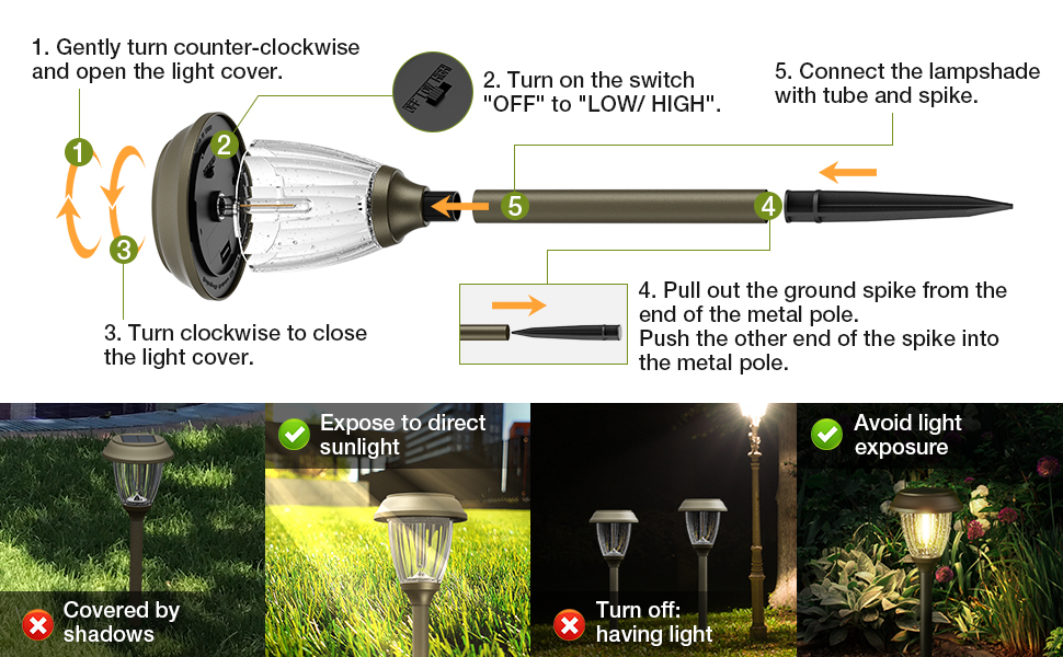 XMCOSY+ Solar Pathway Lights Outdoor Waterproof 6 Pack Solar Garden