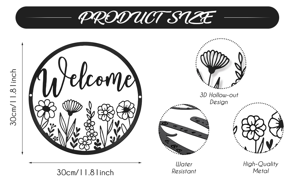 Metal Sign Wall Decor Art,11.8 inch Black Metal