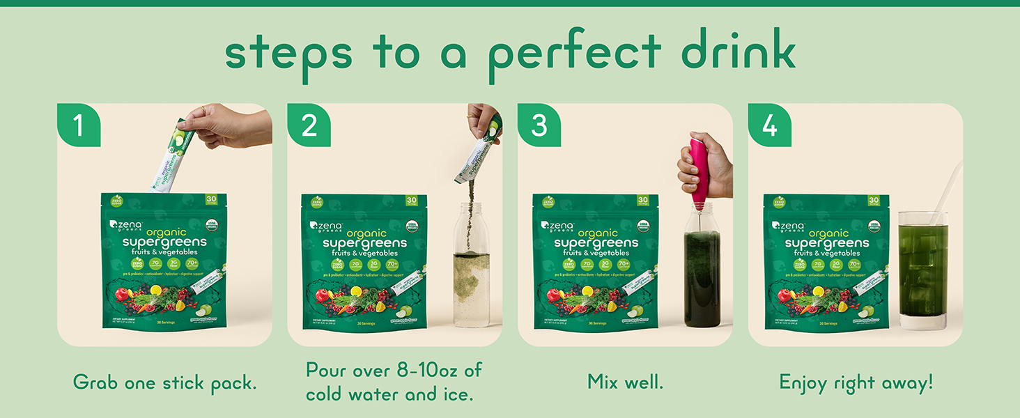 Grab one stick, pour over 8-10oz of cold water and ice, mix well, enjoy!