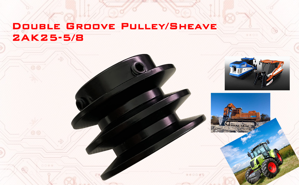 C CLINK Double Groove Pulley/Sheave, 2AK255/8, 2.5"OD 5/8"Bore,for A