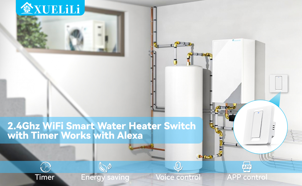 XUELILI WiFi Water Heater Switch, Immersion Heater Smart Timer Switch