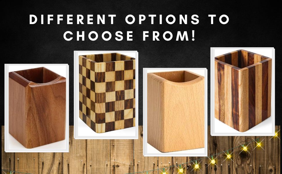 wooden pen holder in 4 different designs