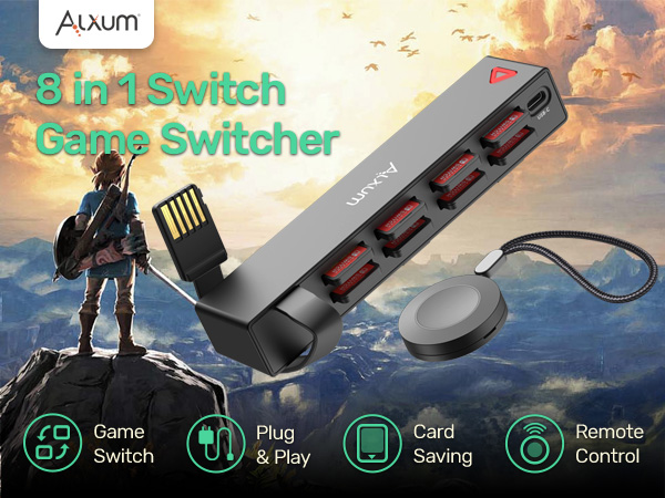 Alxum 8-in-1 Nintendo Switch Game Card Switcher with Remote