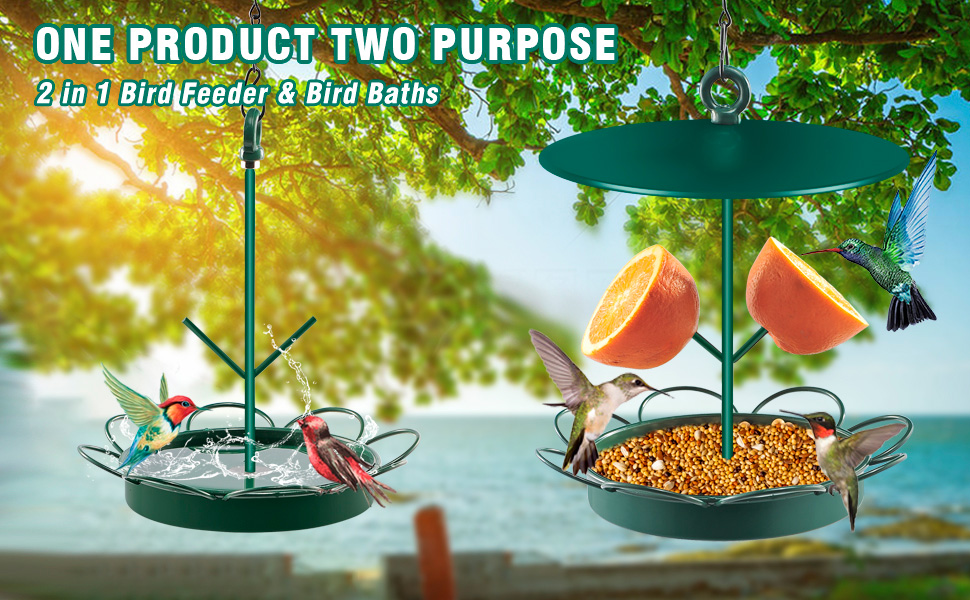 Detachable Hanging Birdbaths, 2 in 1 Bird Feeder Tray, Oriole Bird Feeder for