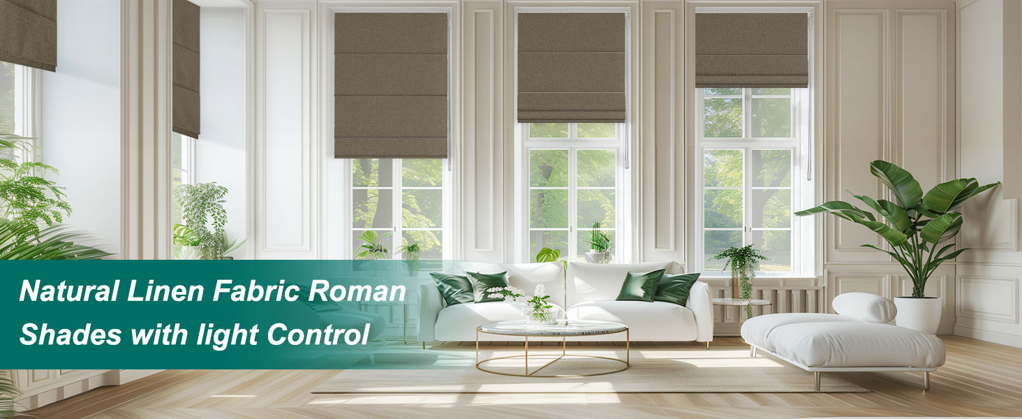BERISSA Blackout Roman Shades for Windows,Linen Roman