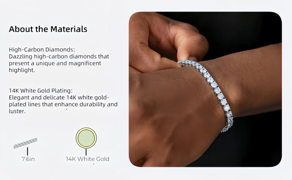 14K White Gold 5mm High Carbon Diamond Tennis Bracelet