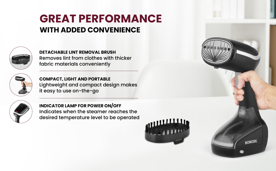 Borosil Handheld Garment Steamer Gs01,Horizontal & Vertical Use,1000
