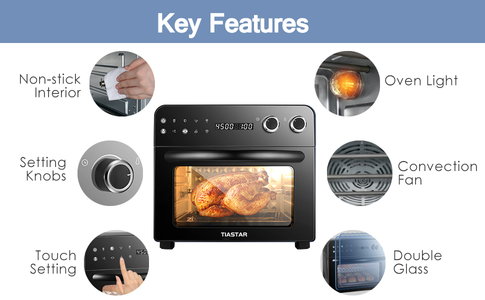 Tiastar Digital Air Fryer Oven 8in1 Convection Toaster Oven with 8