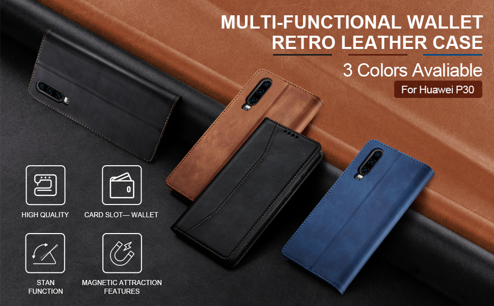 Jasonyu Handyhülle für Huawei P30 Hülle Leder Flip Klappbare Stoßfeste ...