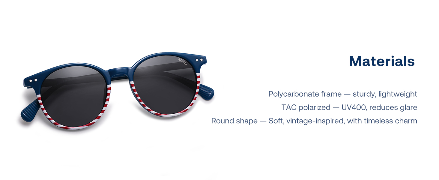 SOJOS Small Round Classic Polarized Sunglasses for Women Men Vintage Style UV400 Lens SJ2113
