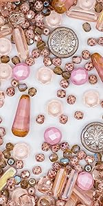Soft Pink Czech Glass Beads Mix
