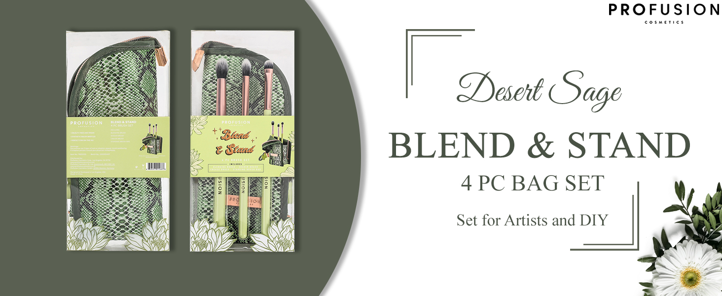 Sage Blend and Stand 4pc Bag and Eye Brush Set