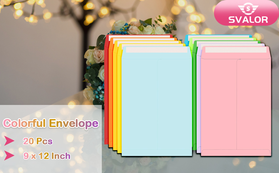 Colored 9 x 12 Envelopes, 20 Pcs Mailing Envelopes