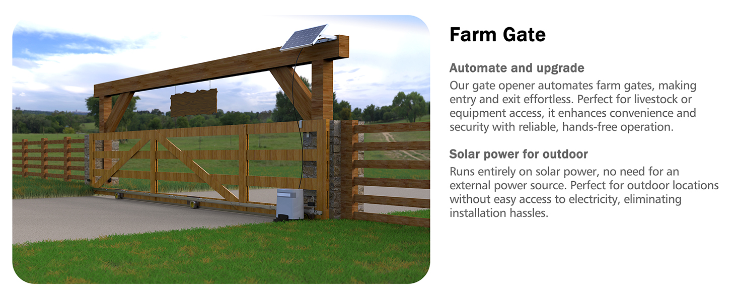 sliding gate opener, fence gate, farm gates, solar powered slide gate motor