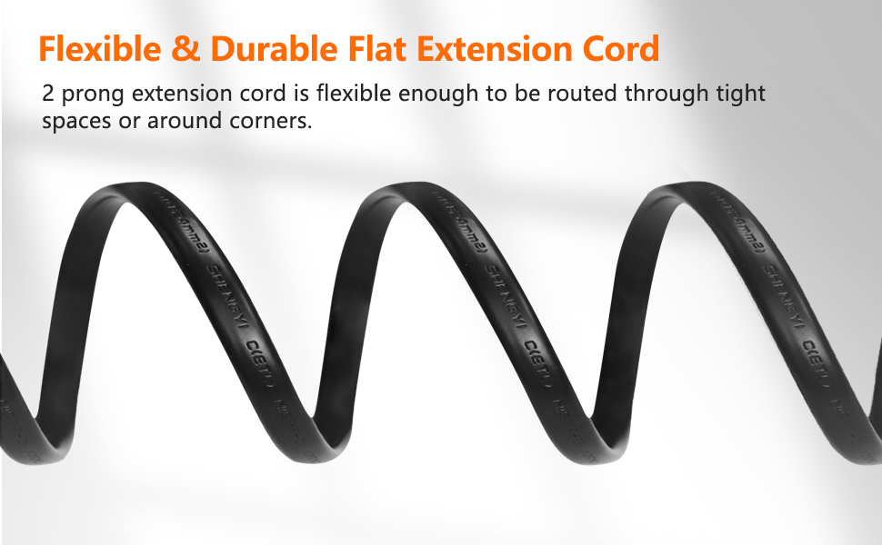 2Pack 2 Prong Extension Cord 15 FT,10A/125V 18AWG USA