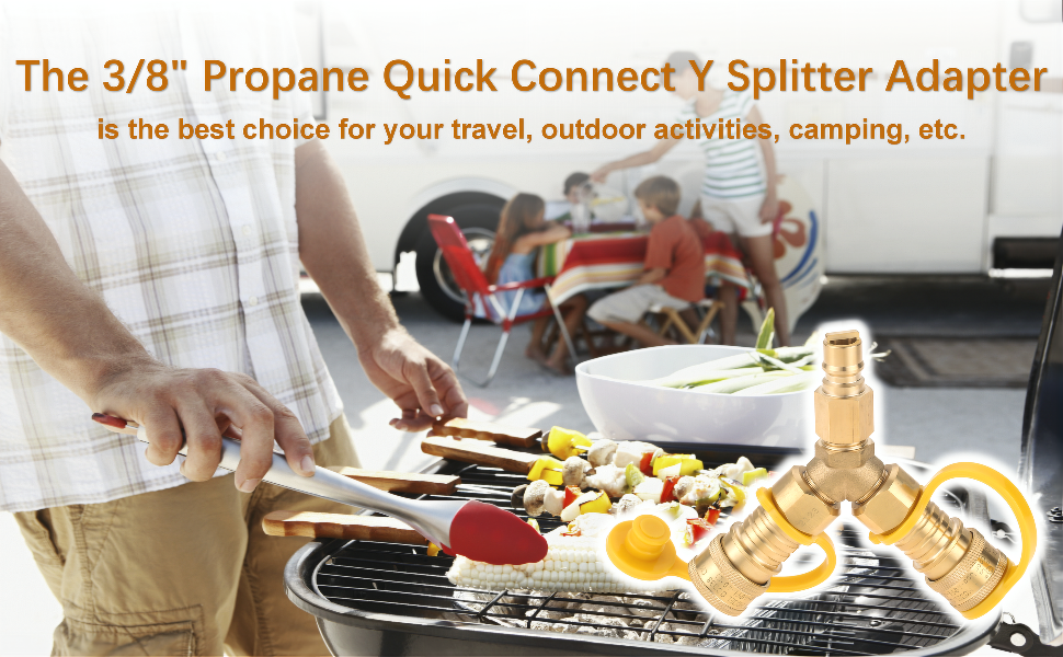 Lemfema 3/8 Inch Propane Natural Gas Quick Connect YSplitter Adapter