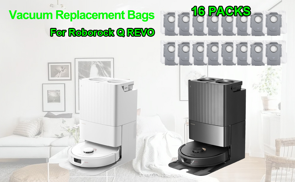 16 Packs Vacuum Dust Bags for Roborock Q REVO Clean Base Automatic Dirt Disposal