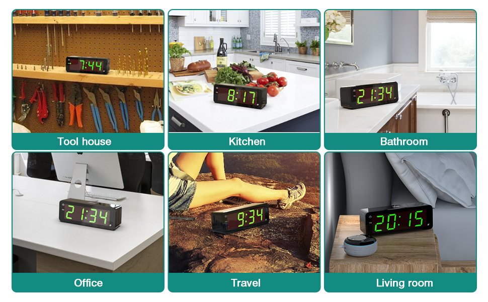 KWANWA Alarm Clock, Digital Clock, 1.8" LED Digit Display