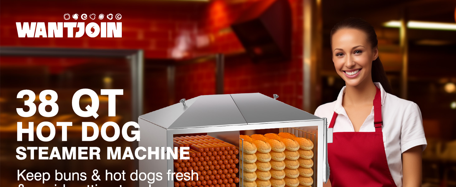 WantJoin Hot Dog Steamer 36L/38QT Commercial Hot Dog