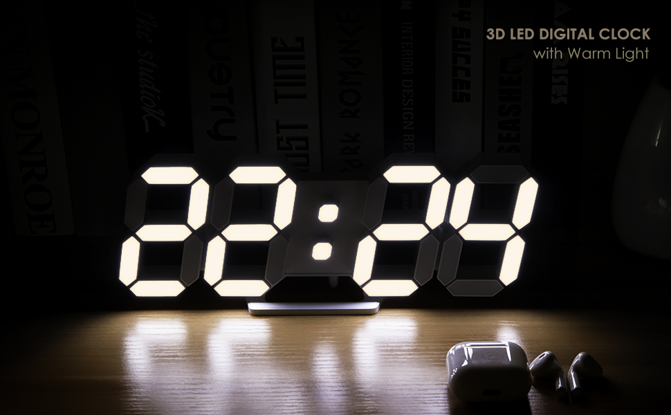 KOSUMOSU Led Clock Digital Clock Wall 9.7" Bedside Clock
