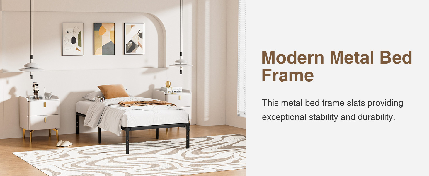 RRG Twin XL Bed Frames, 14 Inch Heavy Duty Metal Platform