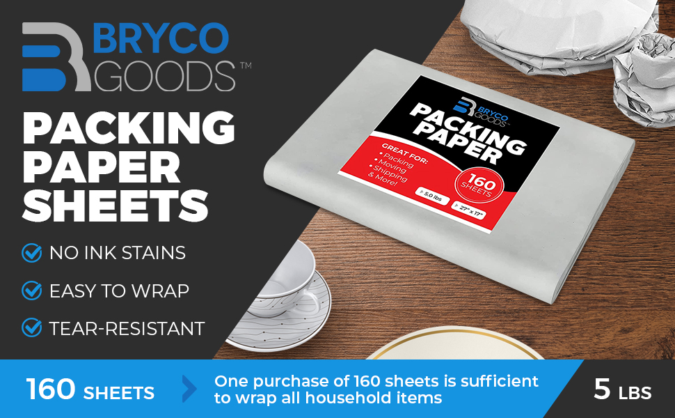 Bryco Goods Packing Paper Sheets for Moving 5lb 160 Sheets
