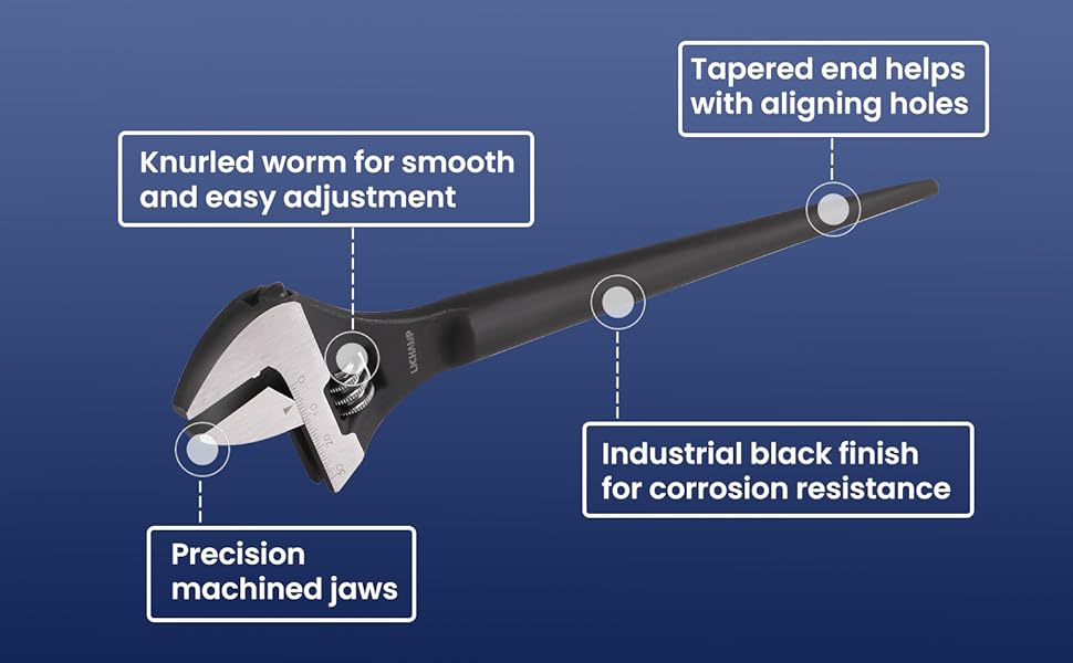 Lichamp 10Inch Adjustable Construction Spud Wrench