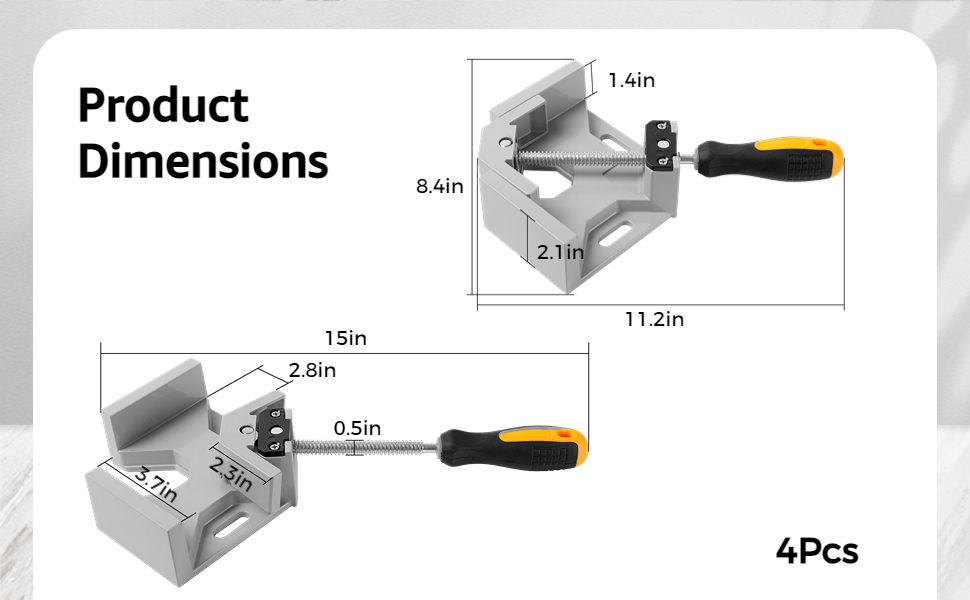 yeesport 4Pcs Corner Clamps for Woodworking, 90°Right Angle Clamps with Single Handle, Aluminum