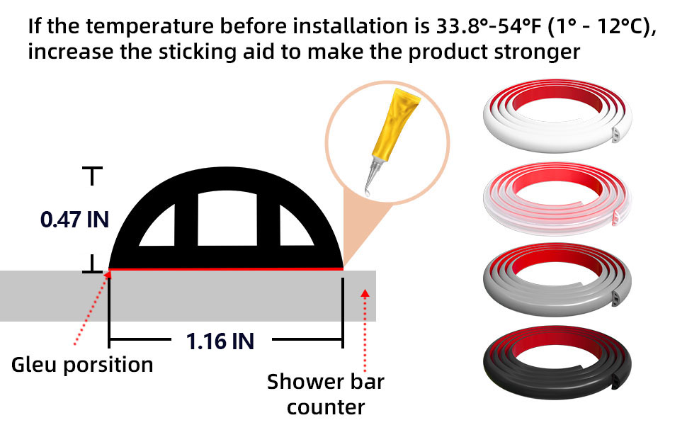 67" Shower Threshold Water Dam, SelfAdhesive Shower Barrier and