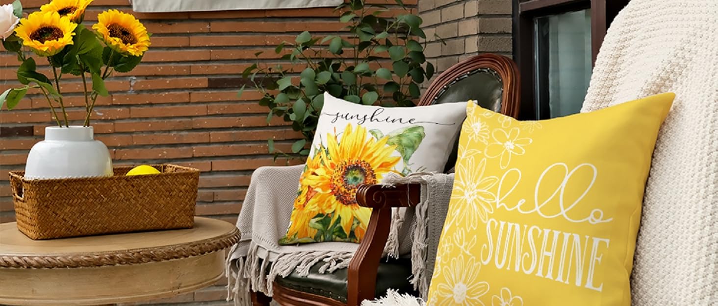 GEEORY Summer Pillow Covers 18x18 Inch Set of 4 Summer