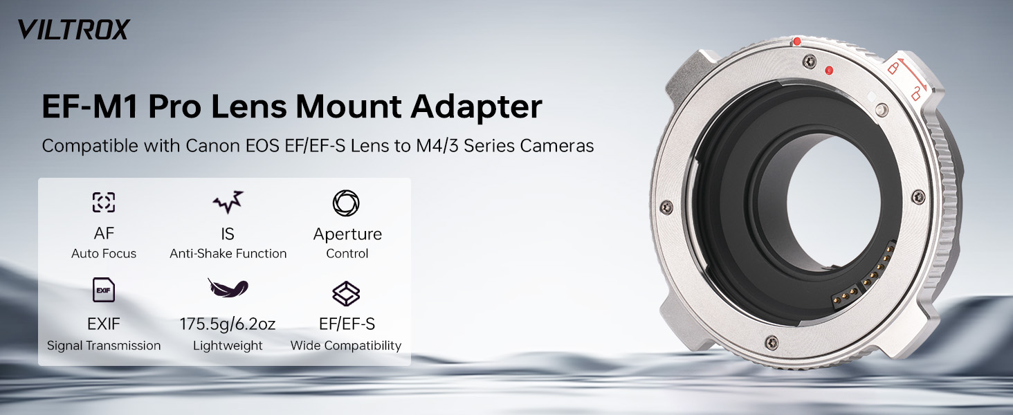 Viltrox EF-M1 Pro Canon EOS EF/EF-S a M4/3 MFT 19  VILTROX EF-M1 Pro Auto Focus Lens Adapter Lens Mount Converter