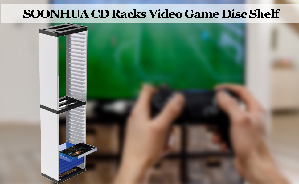 SOONHUA Game Disc Holder,PS5 Game Storage Tower,36 Game CD Disc Case