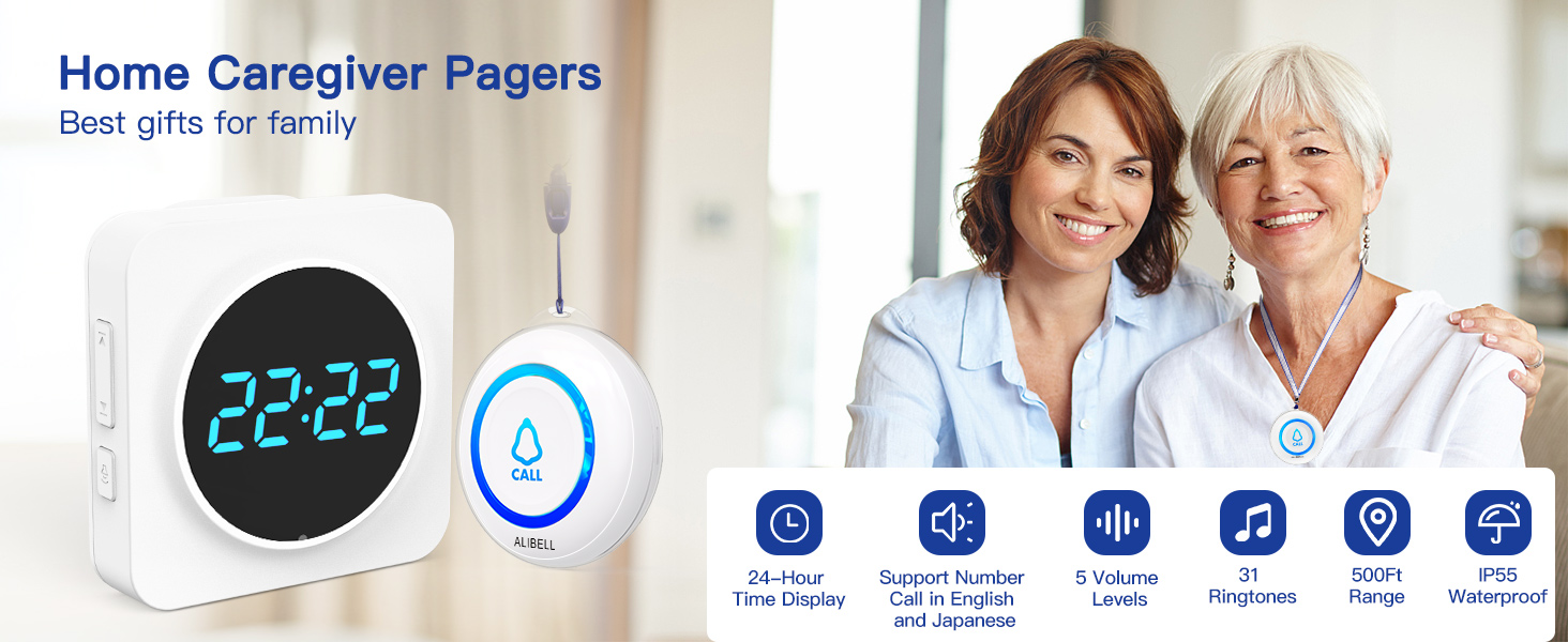 Wireless Personal Alarms for Elderly, Fall Alarm for Elderly at 500ft