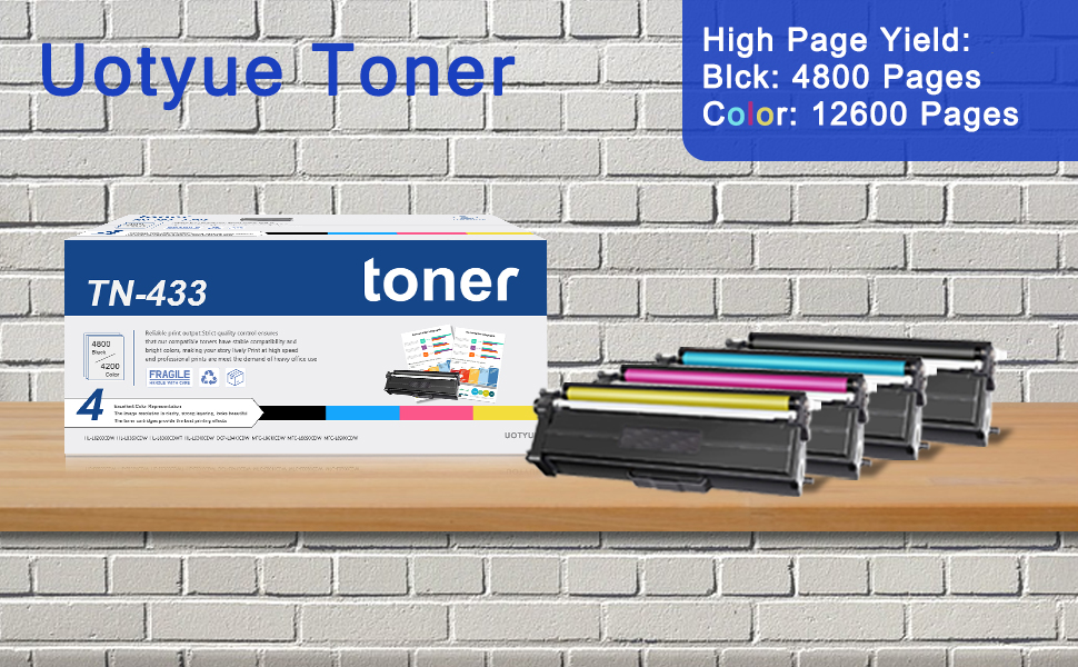 Amazon.com: TJ TN433 TN-433 Toner Cartridges 4 Pack (Black