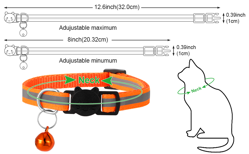 metagio 6 Pack Cat Collar with Bell, Reflective Kitten Cat Collar Quick