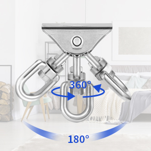360 Rotating Hammock Hanging Kit - Heavy Duty Stainless Steel 1000 lb Loading Hammock Hooks for Trapeze, Yoga, Boxing Bag, Hammock Chair, Porch 7 304 Stainless Steel Swivel Hammock Hooks