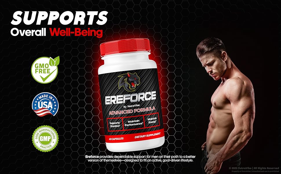 Amazon.com: Ereforce – Advanced Daily Formula with Premium Ingredients to Help Fuel Energy, Support Daily Performance & Active Lifestyle | Just 2 Easy-to-Swallow Pills a Day (60 Capsules) : Health & Household
