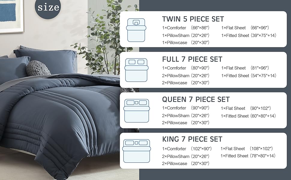 Monbix Comforter King Size Bed Set, King Comforters Set 7