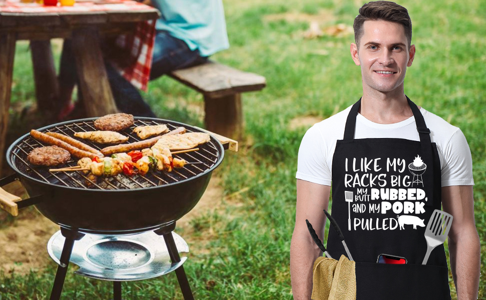 Miracu Funny Apron for Men, Mens Aprons for Grilling Fun