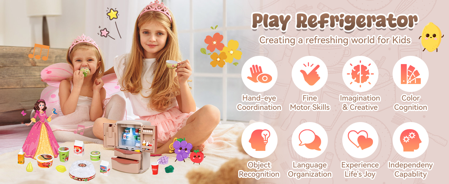 Pretend Play Fridge Kitchen Set for Toddlers