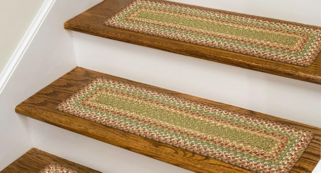 farmhouse stair treads wooden steps staircase step rugs tread wood stairs rug indoor mats braided