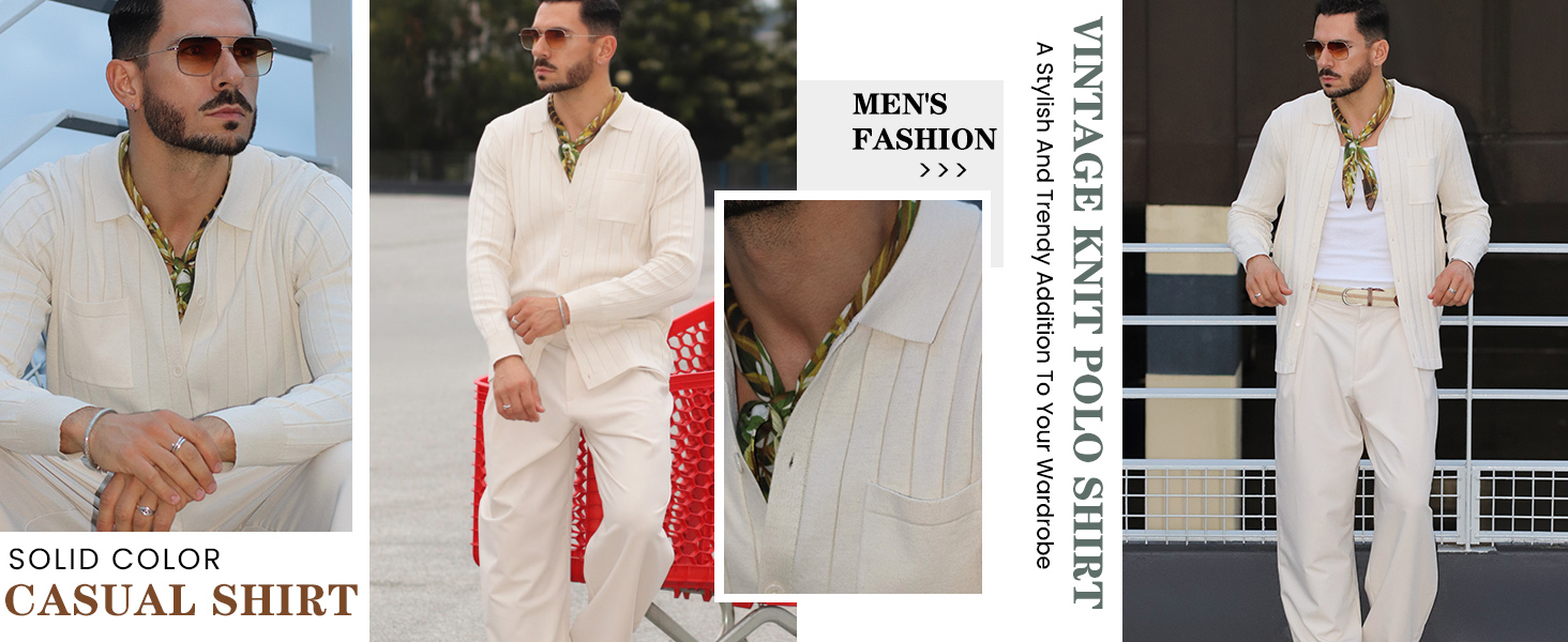 mens vintage knit polo shirt