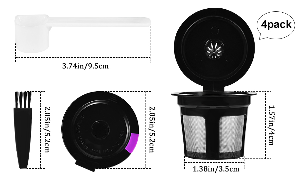 Reusable K Cups for Keurig,4 Pack Universal Fit Reusable Coffee Filters
