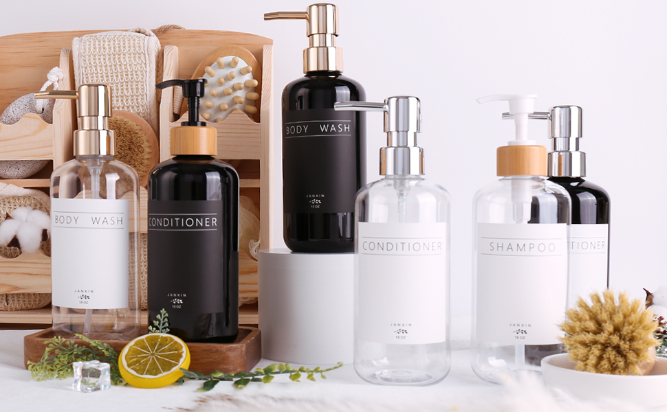 Janxin Shampoo and Conditioner Dispenser Set of 3,Modern